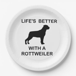 Het leven is beter met een Rottweiler Papieren Bordje
