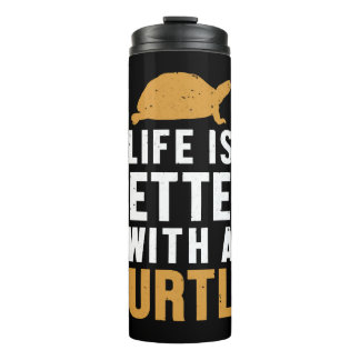 Het leven is beter met een schildpad geschilderd thermosbeker