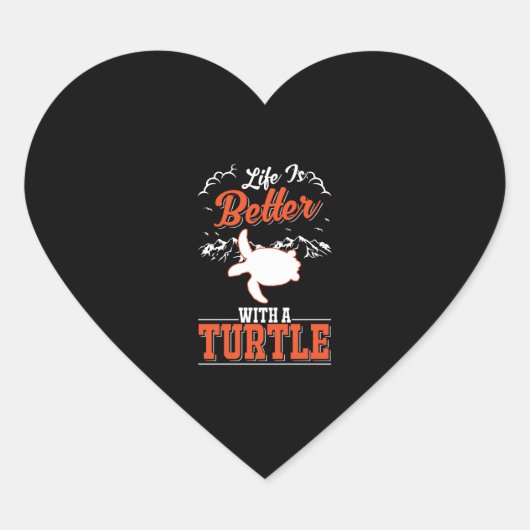 Het leven is beter met een schildpad hart sticker (Voorkant)