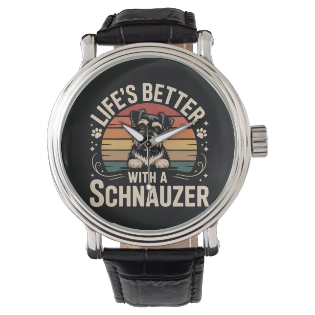 Het Leven Is Beter Met Een Schnauzer Horloge (Voorkant)