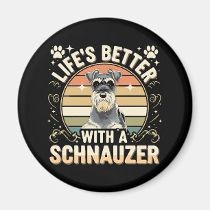 Het leven is beter met een schnauzer retro hondenl magneet