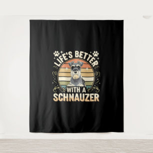 Het leven is beter met een Schnauzer Retro Hondenl Wandkleed