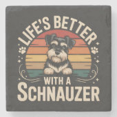 Het Leven Is Beter Met Een Schnauzer Stenen Onderzetter (Voorkant)