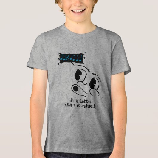 "Het leven is beter met een soundtrack" Tri-Blend Shirt (Voorkant)
