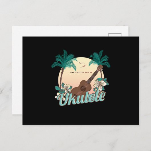 Het leven is beter met een ukulele akoestisch cade briefkaart (Voorkant / Achterkant)