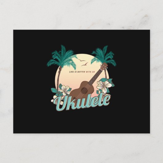 Het leven is beter met een ukulele akoestisch cade briefkaart (Voorkant)