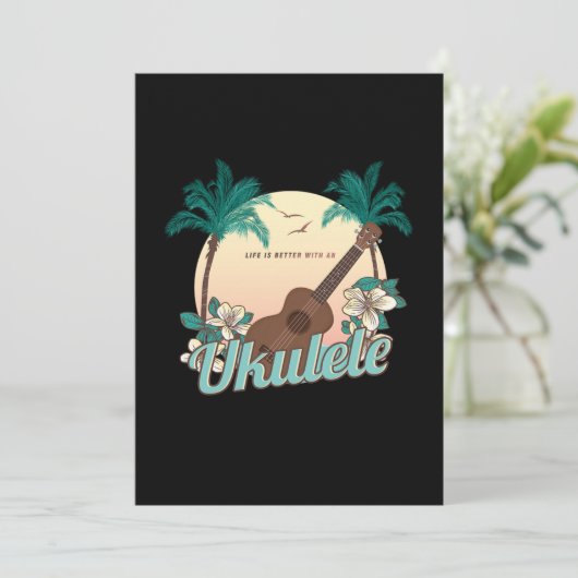 Het leven is beter met een ukulele akoestisch cade kaart (Staand voorkant)