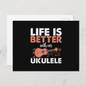 Het leven is beter met een Ukulele Instrument Art  Briefkaart (Voorkant / Achterkant)