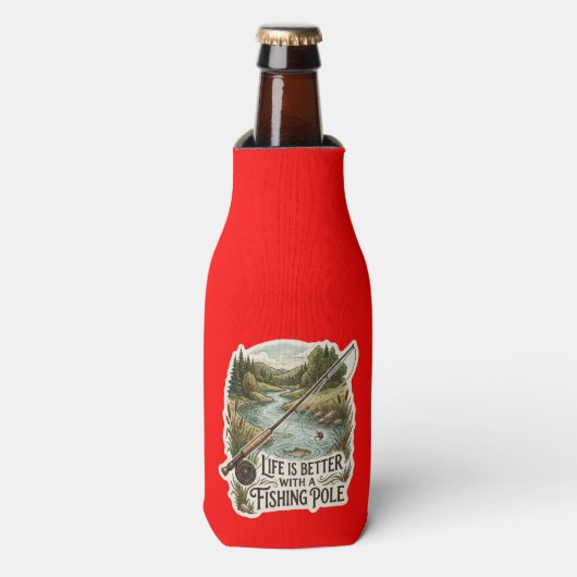 HET LEVEN IS BETER MET EEN VISRODE FLESJESKOELER (Fles Voorkant)