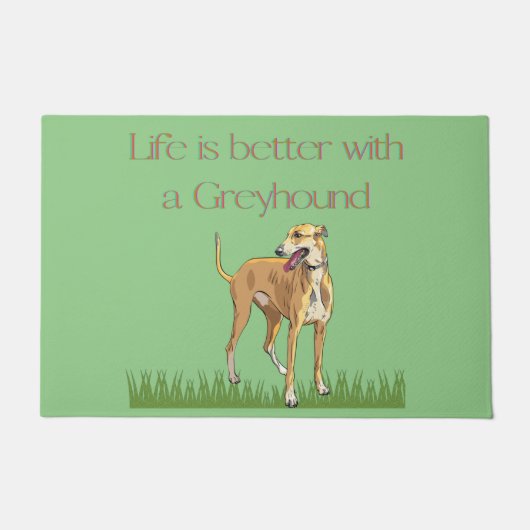 "Het leven is beter met een windhond". Deurmat (Voorkant)