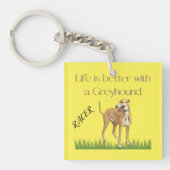 "Het leven is beter met een windhond" sleutelhange Sleutelhanger (Voorkant)