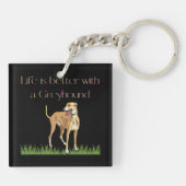 "Het leven is beter met een windhond" sleutelhange Sleutelhanger (Achterkant)