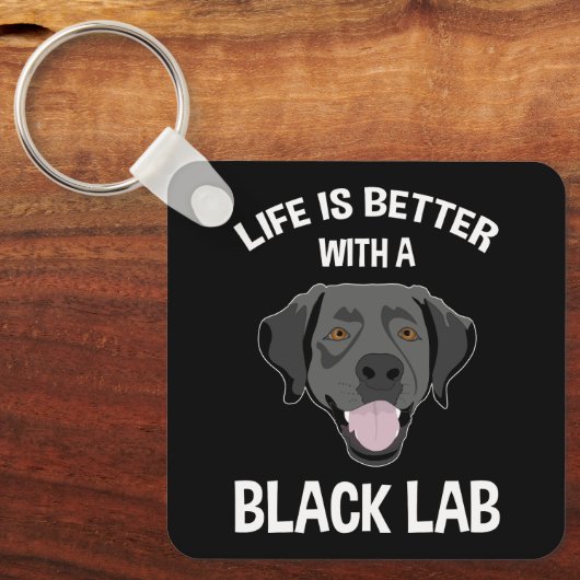 Het leven is beter met een zwart lab sleutelhanger (Voorkant)