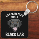 Het leven is beter met een zwart lab sleutelhanger (Achterkant)