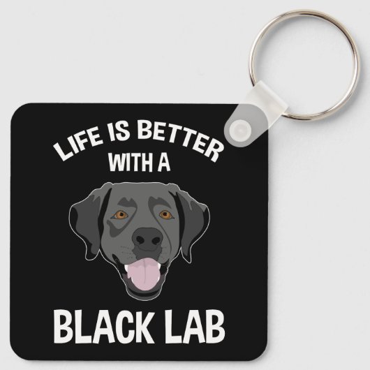 Het leven is beter met een zwart lab sleutelhanger (Achterkant)