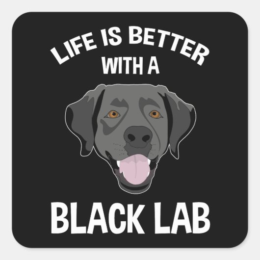 Het leven is beter met een zwart lab vierkante sticker (Voorkant)