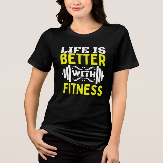 het leven is beter met fitness Tri-Blend shirt (Voorkant)