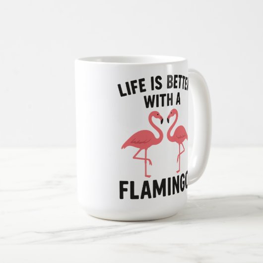 het leven is beter met flamingo koffiemok (Voorkant rechts)