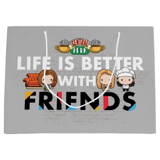Het leven is beter met FRIENDS™ Chibi Art Groot Cadeauzakje (Voorkant)