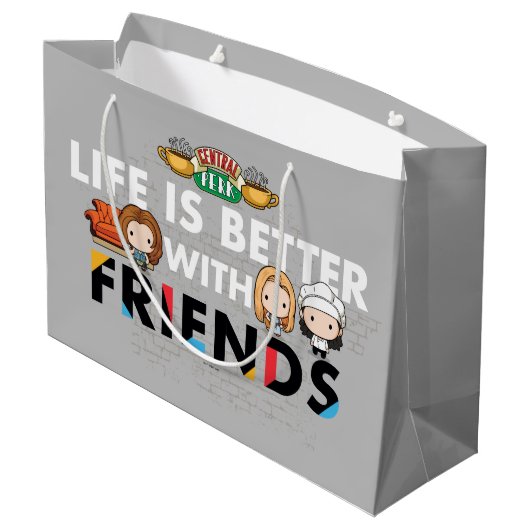 Het leven is beter met FRIENDS™ Chibi Art Groot Cadeauzakje (Achterkant Gekanteld)