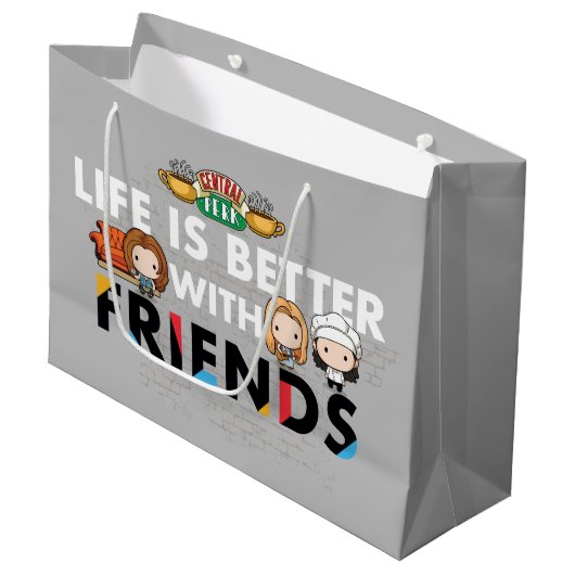 Het leven is beter met FRIENDS™ Chibi Art Groot Cadeauzakje (Voorkant Gekanteld)