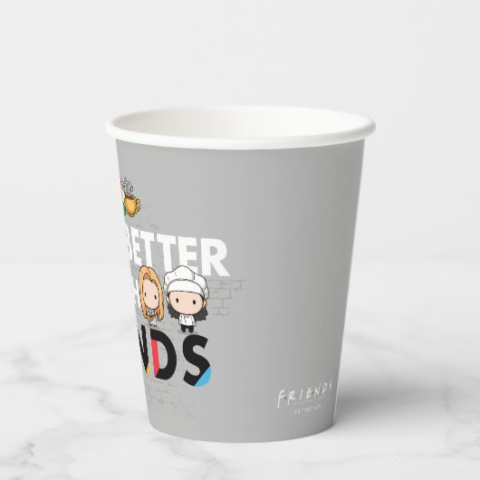 Het leven is beter met FRIENDS™ Chibi Art Papieren Bekers (Achterkant)