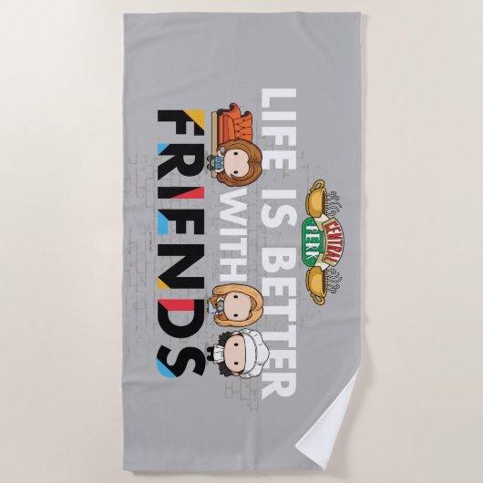 Het leven is beter met FRIENDS™ Chibi Art Strandlaken (Voorkant)