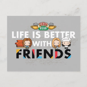 Het leven is beter met FRIENDS™ Chibi Art Uitnodiging Briefkaart