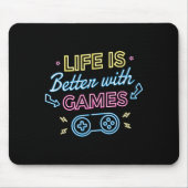 Het leven is beter met games L Gaming Gamer Video Muismat (Voorkant)