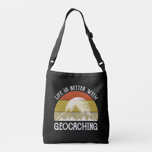 Het leven is beter met geocaching crossbody tas (Achterkant)