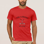 Het leven is beter met GOLF, Golf Clubs Cool Red T-shirt (Voorkant)