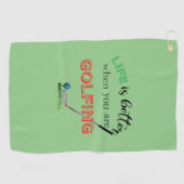Het leven is beter met ...Golf, Golfing, Cool Gree Golfhanddoek (Horizontaal)