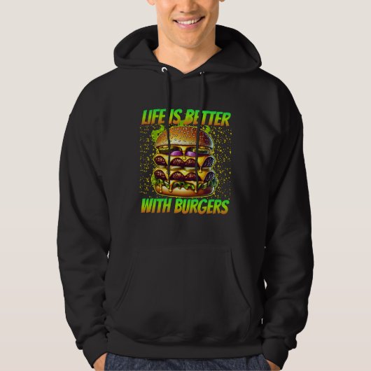 Het leven is beter met hamburgers hoodie (Voorkant)