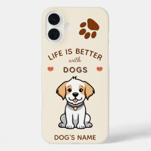 Het leven is beter met honden - Aangepaste iPhone  16 Plus Hoesje