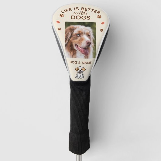 Het leven is beter met honden - Custom Pet Golfheadcover (Voorkant)
