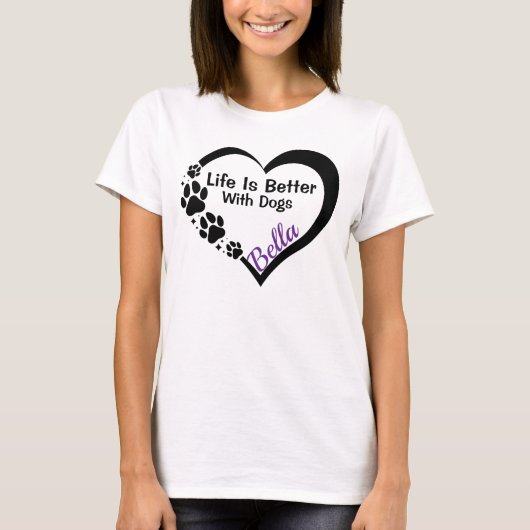 Het leven is beter met honden, hond gepersonalisee t-shirt (Voorkant)