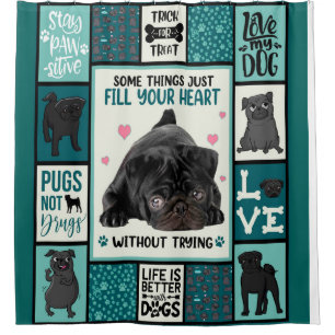 Het leven is beter met honden pug dog deken douchegordijn