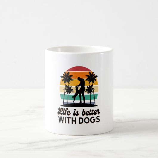 Het leven is beter met honden Retro Sunset Man en  Koffiemok (Center)