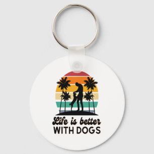 Het leven is beter met honden Retro Sunset Man en Sleutelhanger