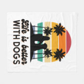 Het leven is beter met honden retro zonsondergang  fleece deken (Voorkant (Horizontaal))