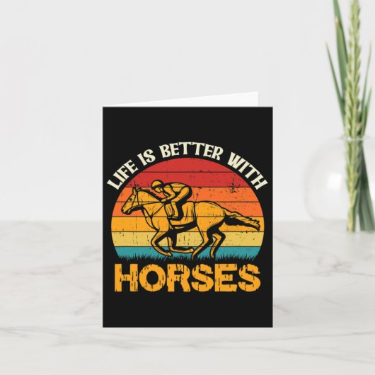 Het leven is beter met Horseback Retro  Kaart (Voorkant)