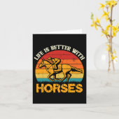Het leven is beter met Horseback Retro  Kaart (Gele Bloem)