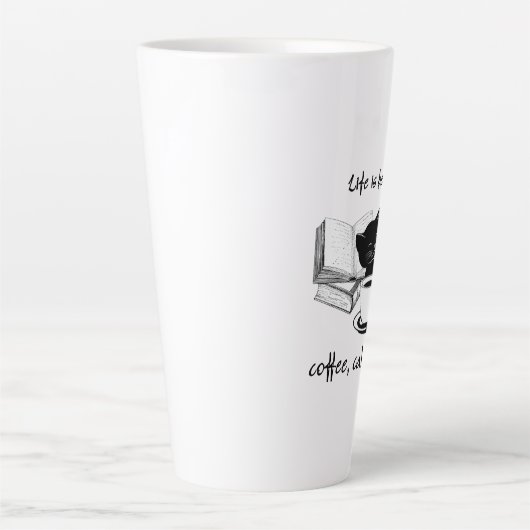 HET LEVEN IS BETER MET KAT KOFFIE EN BOEKEN LATTE MOK (Voorkant)