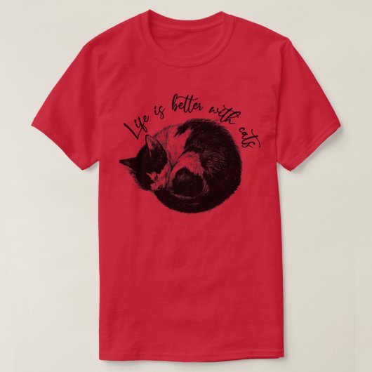 Het leven is beter met katten2 t-shirt (Design voorkant)