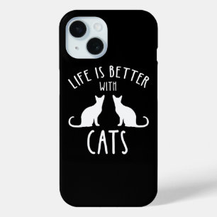Het leven is beter met katten iPhone 15 case