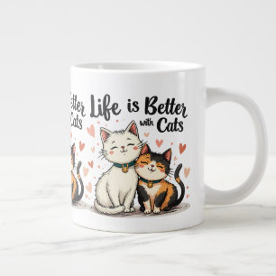 Het leven is beter met katten Cute Aesthetic katte Grote Koffiekop