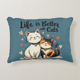 Het leven is beter met katten Cute Kat Aesthetics Accent Kussen