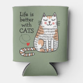 Het Leven Is Beter Met Katten Doodle Blikjeskoeler (Voorkant)