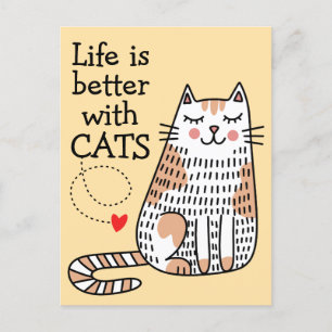 Het Leven Is Beter Met Katten Doodle Briefkaart