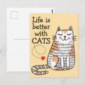Het Leven Is Beter Met Katten Doodle Briefkaart (Voorkant / Achterkant)